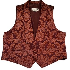 Vtg 90s Nipon Studio Women's Brocade Vest M Damask Romantic Gothic Steampunk